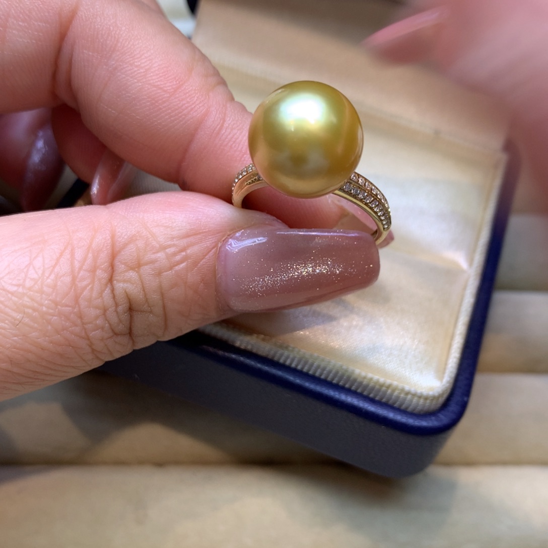 14K金镶嵌戒指海水珍珠