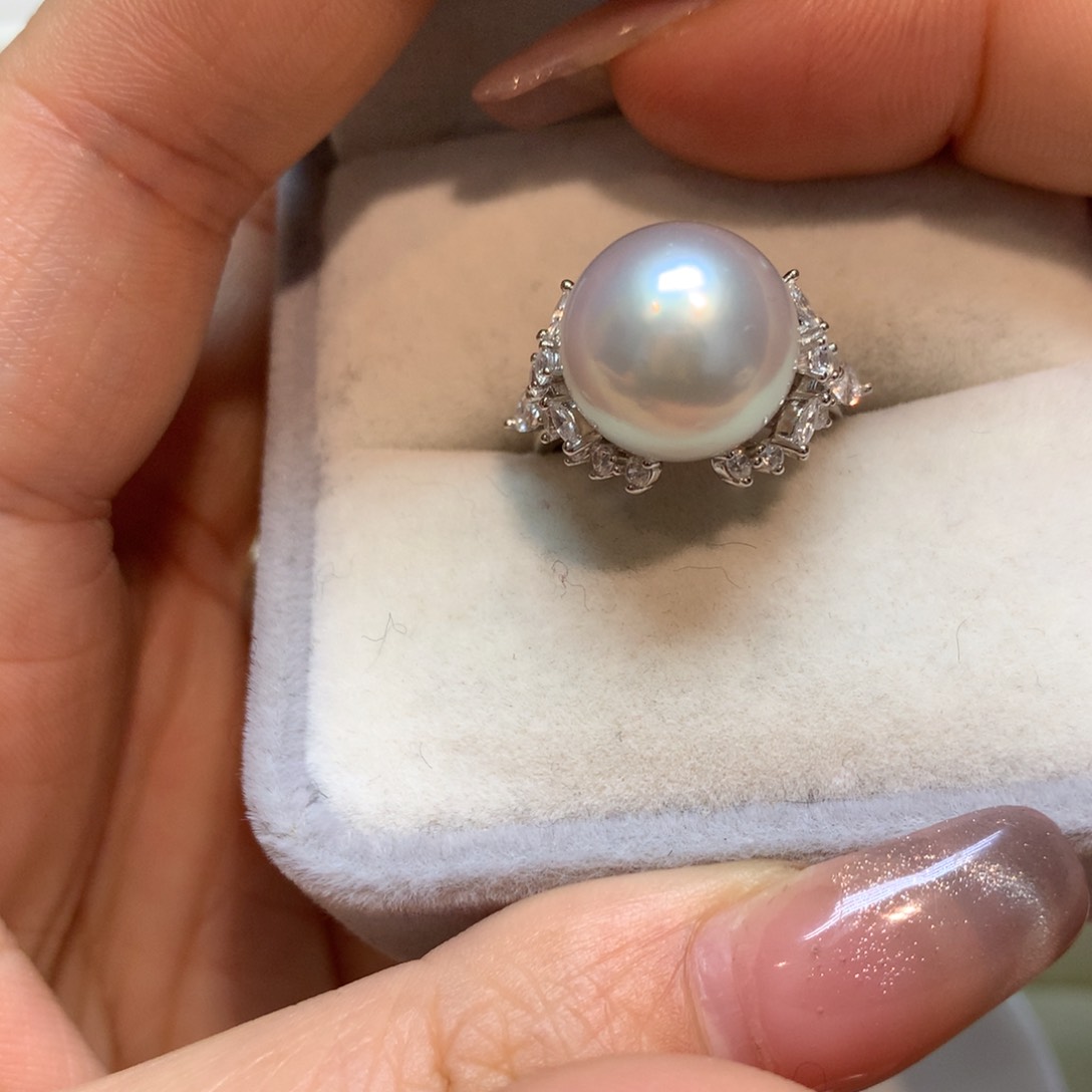 海水珍珠戒指银S925镶嵌