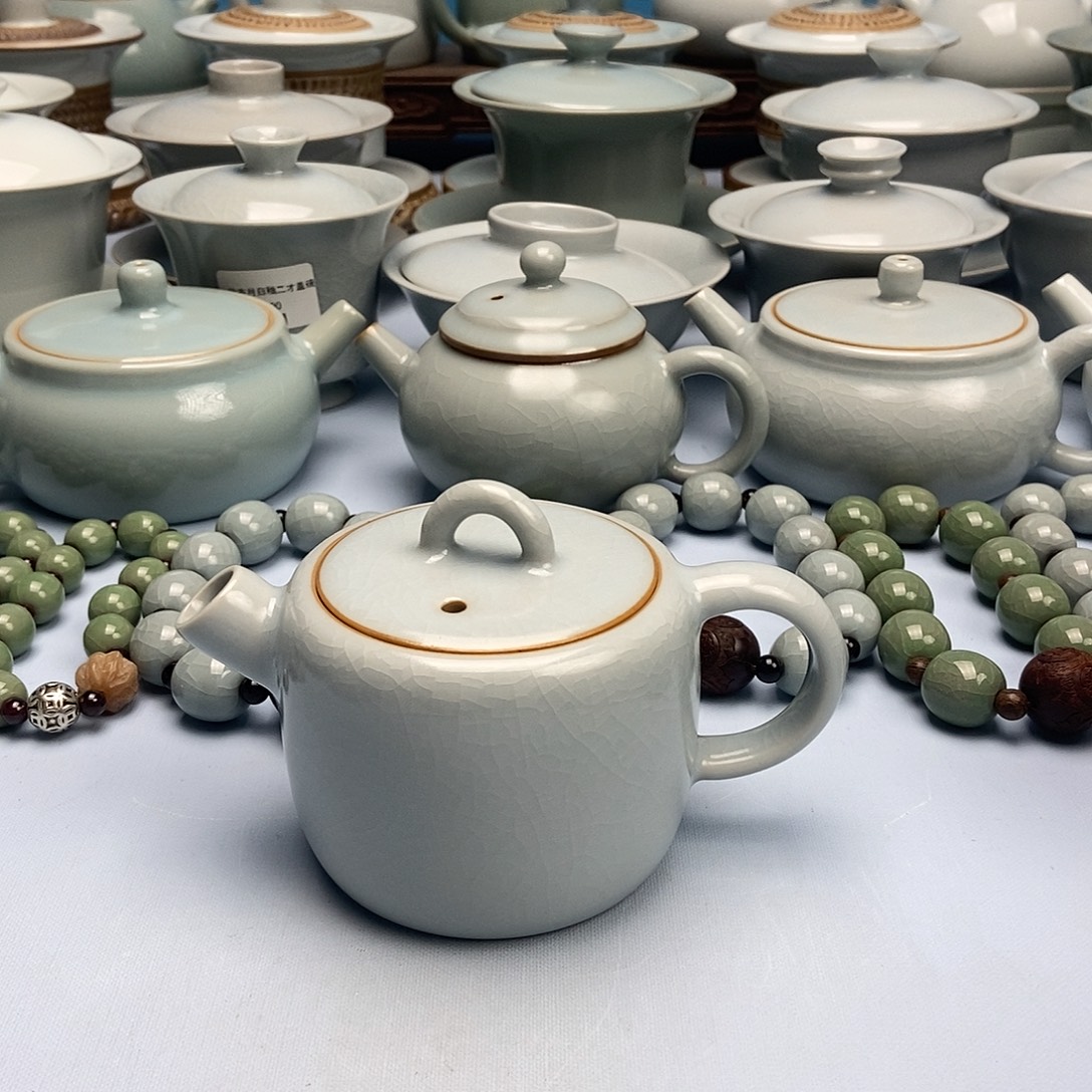 杯二级品仿古月白炮嘴壶原矿原釉原产地