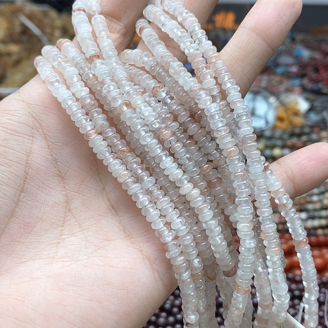 玛瑙/玉髓未镶嵌珠宝半成品两个天然2X4.5mm胶花水晶隔片