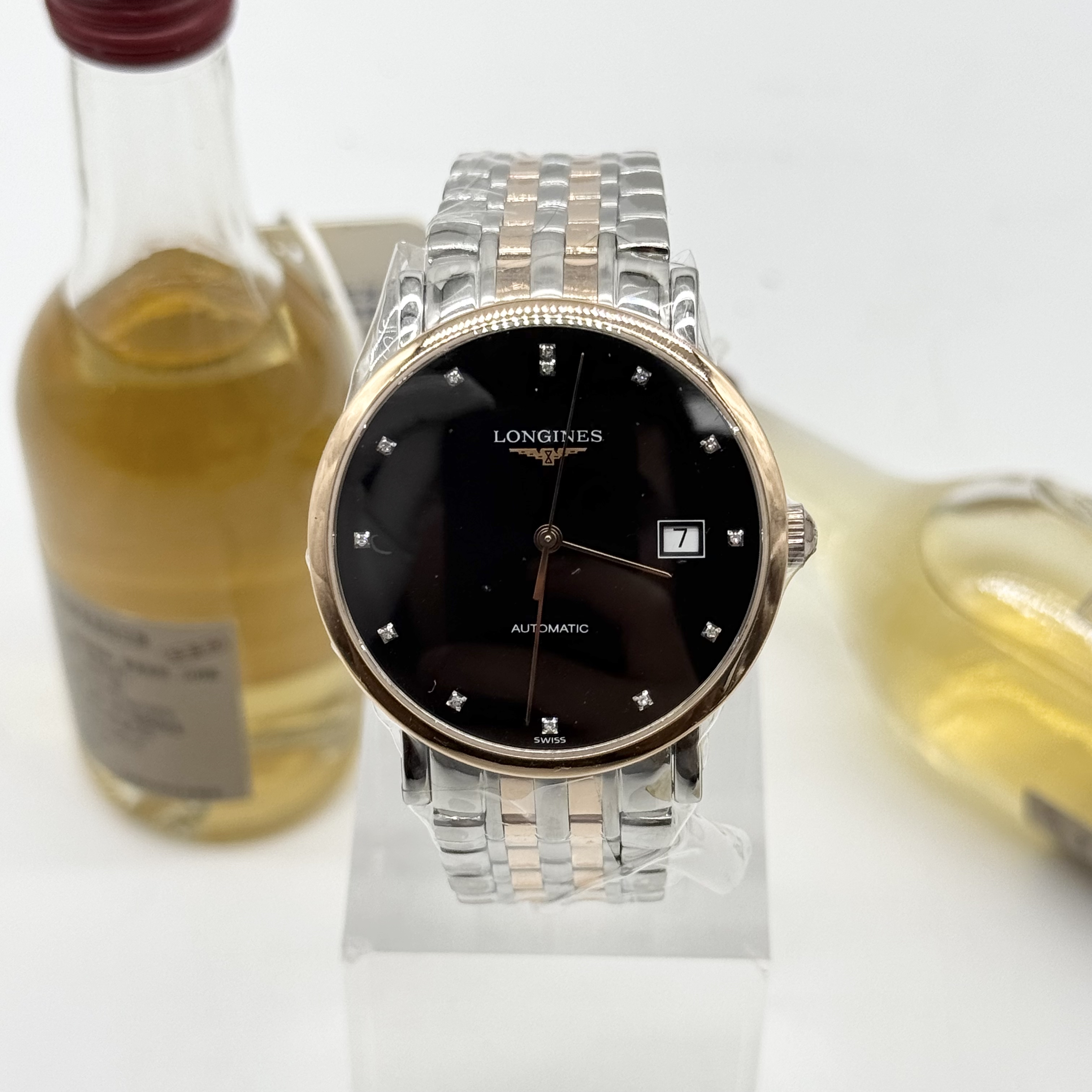 99新 Longines/浪琴 博雅系列 自动机械 精钢+18K玫瑰金 37MM 单