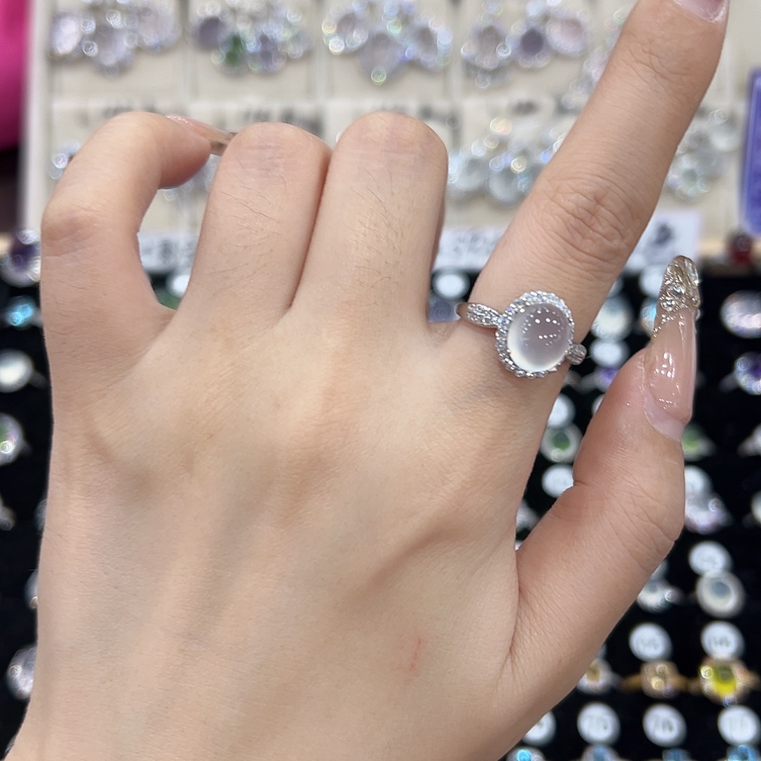 爱***心蛇纹石玉银S925镶嵌戒指