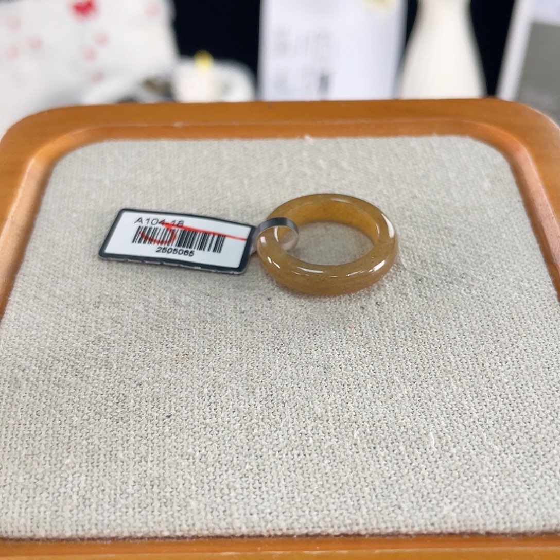 和田玉未镶嵌戒指Y16糖花细条16.5不退换