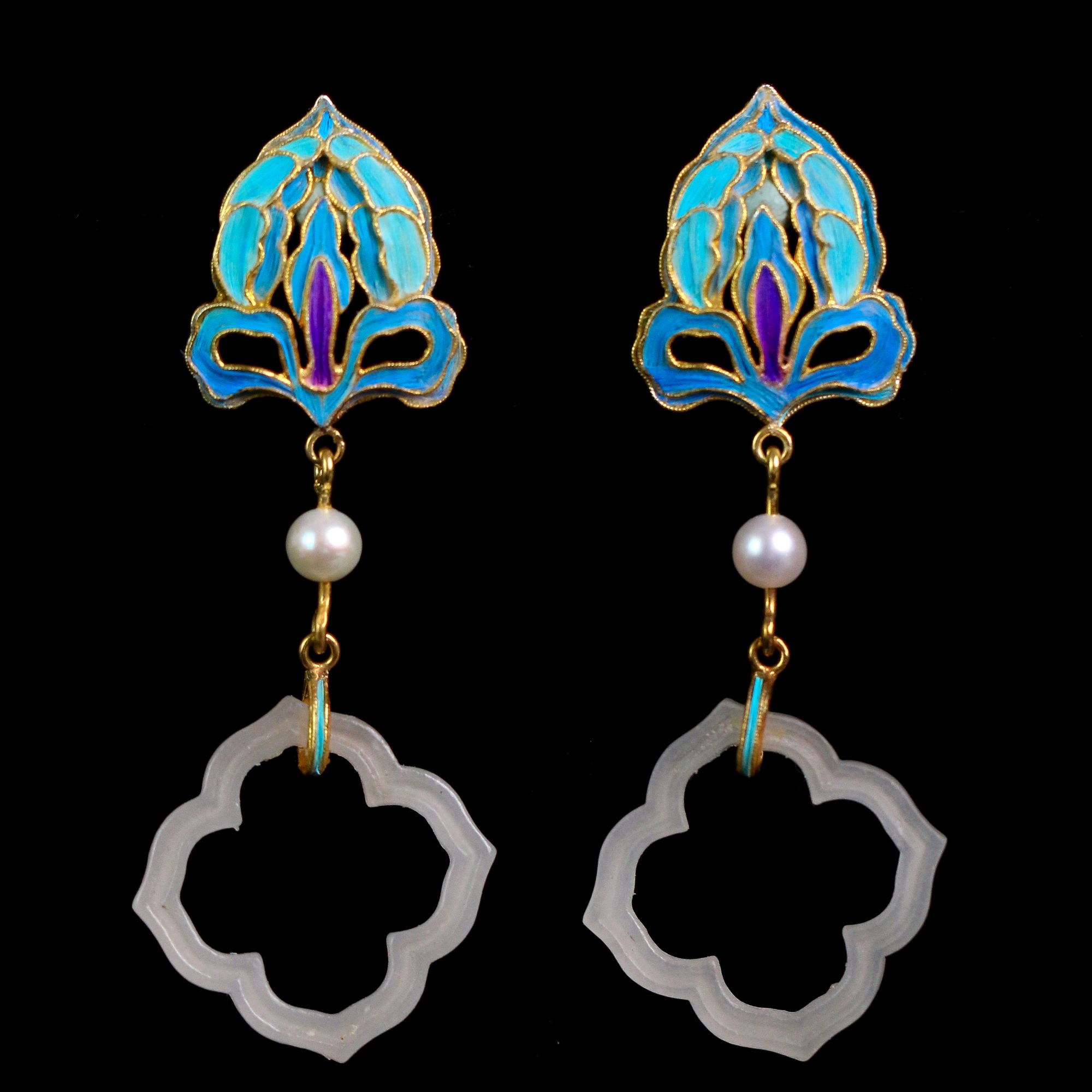 非遗花丝手作点羽耳环