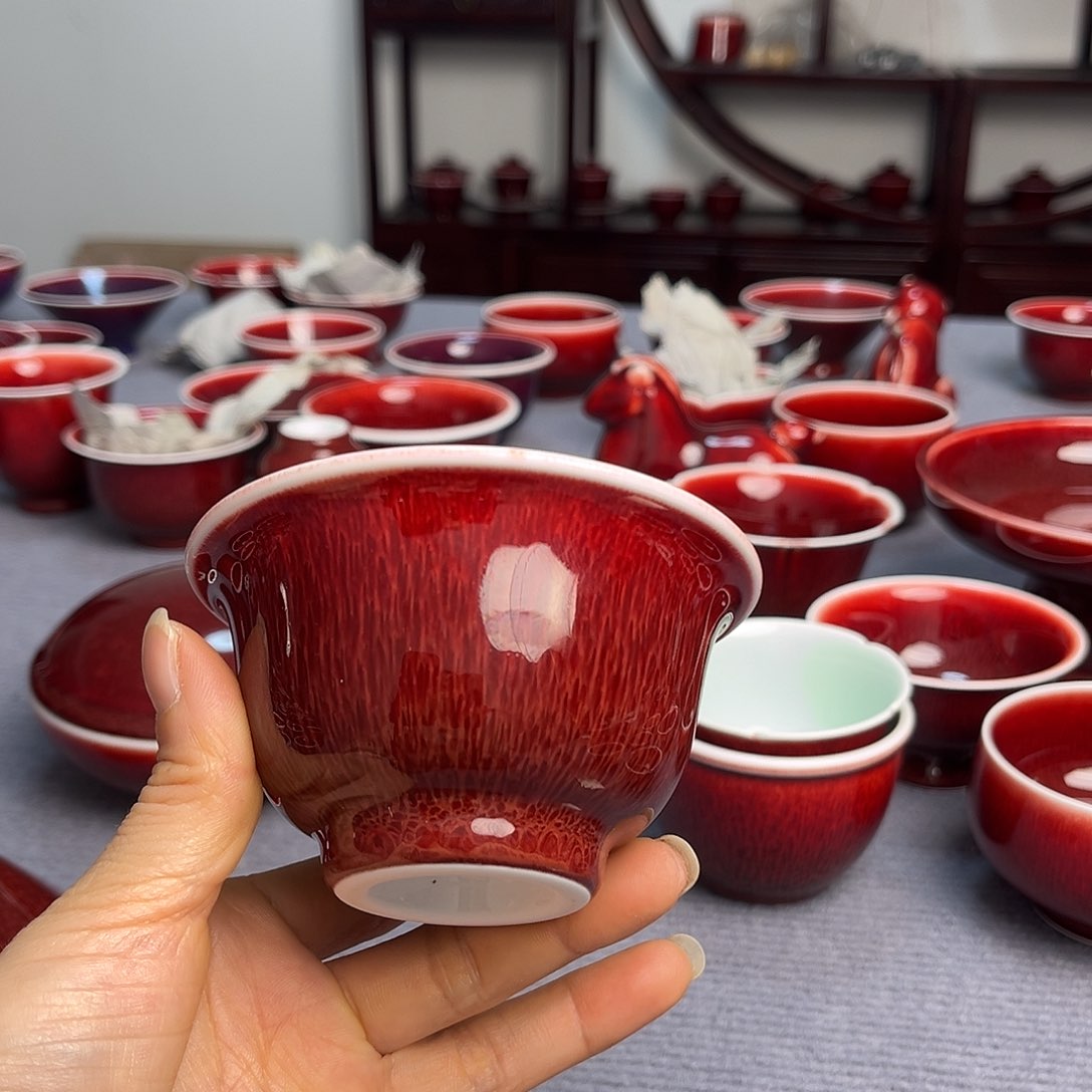 景德镇陶瓷红马坊压手杯