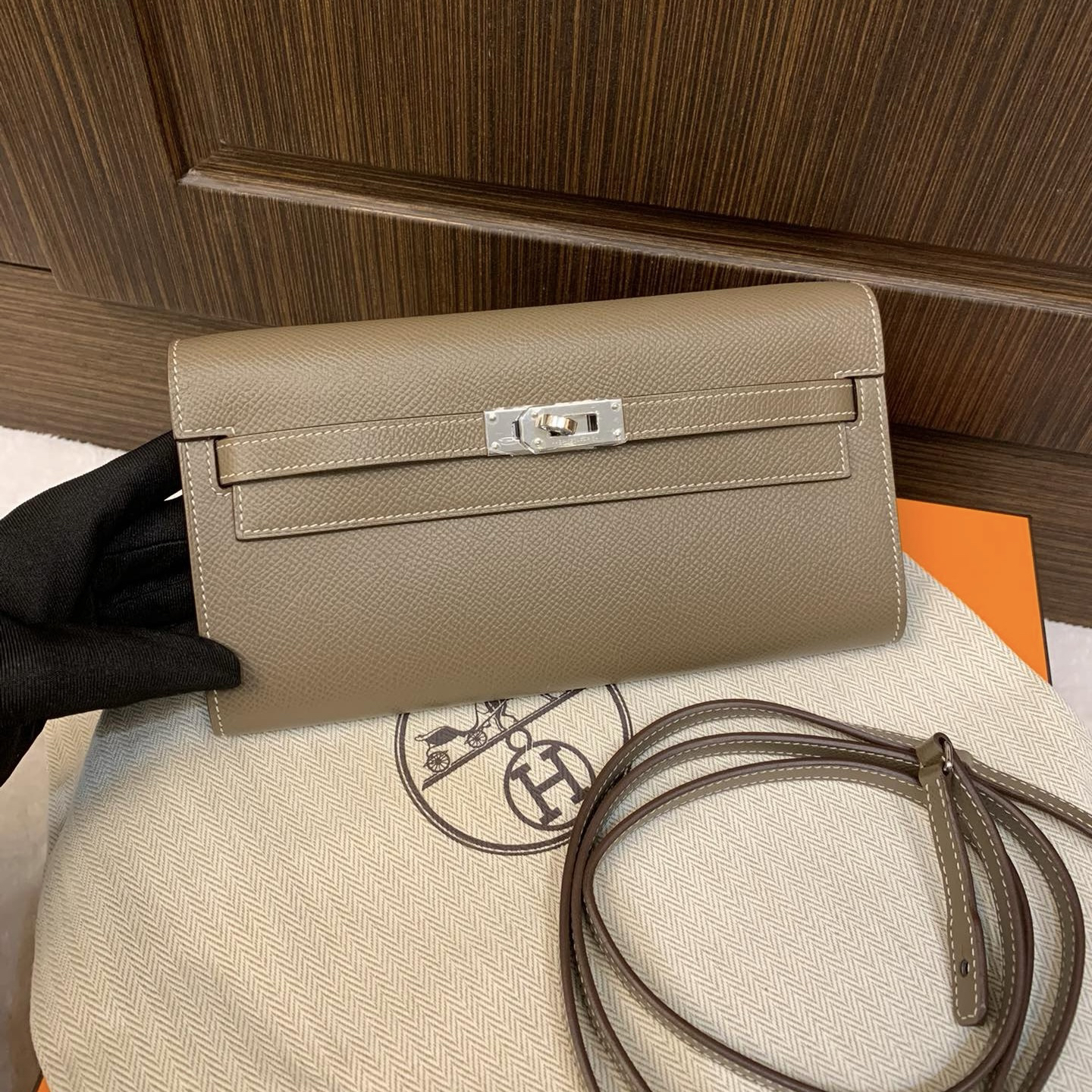 99新 Hermes/爱马仕 Hermes爱马仕大象灰银扣Kelly togo