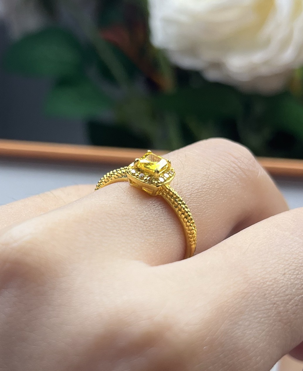 婷婷【足金999】小方糖黄戒指 5D工艺（款号82HWG0554*4）