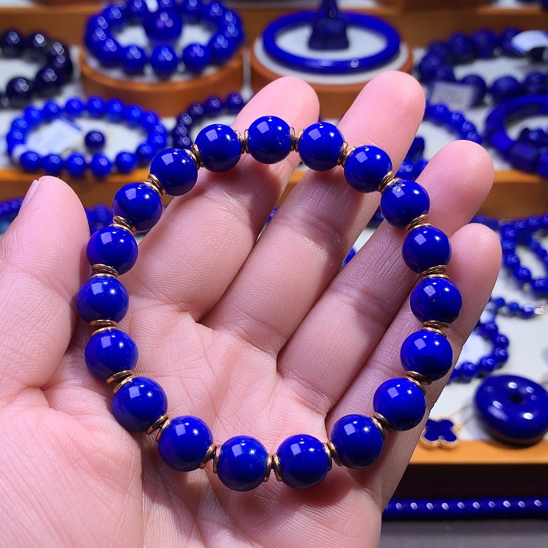 青金石银S925镶嵌手串9m天花板皇家蓝2363