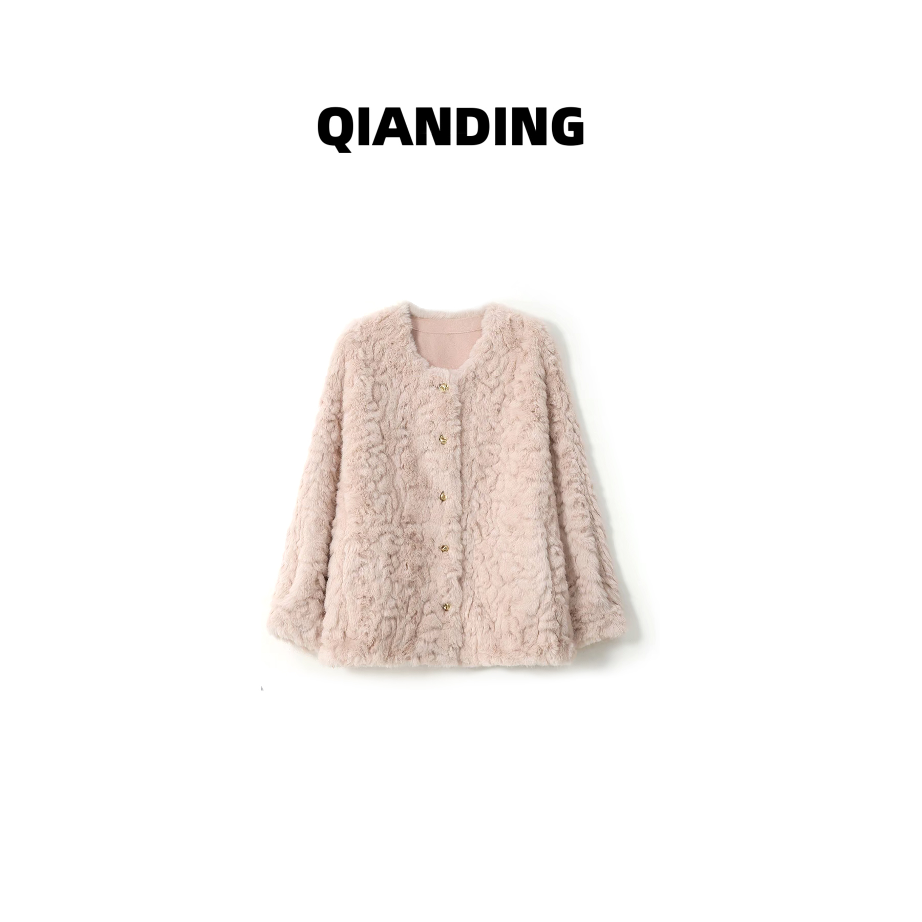 【QIANDING】【CE卷王】TEDDY卷毛锁温保暖奢牌感时尚毛毛外套F190