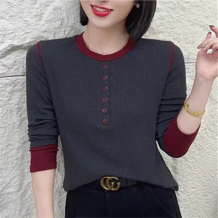 061圆领撞色小衫-Lz