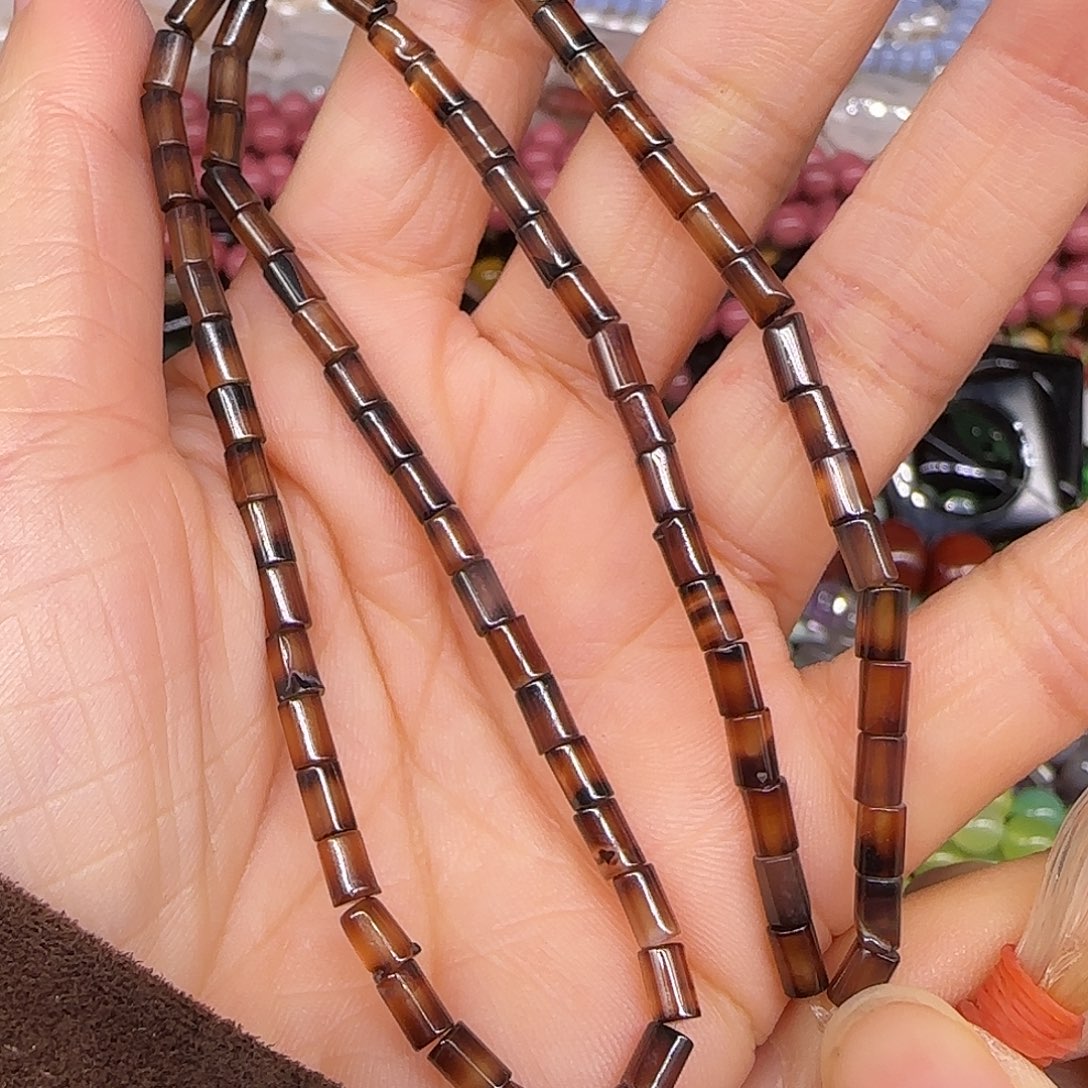 玛瑙/玉髓合金珠宝半成品糖玛瑙3-4mm一条