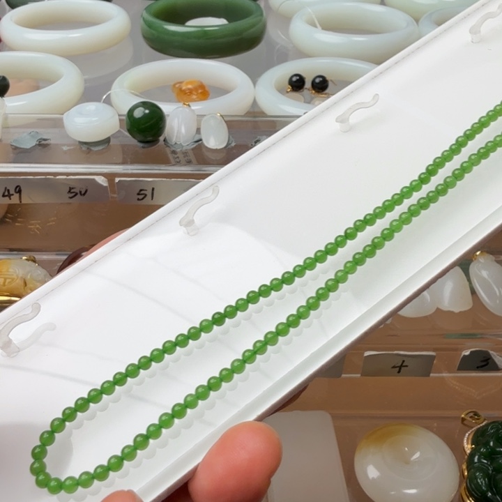 和田玉未镶嵌颈饰正宗俄碧7号矿3mm天花板188粒