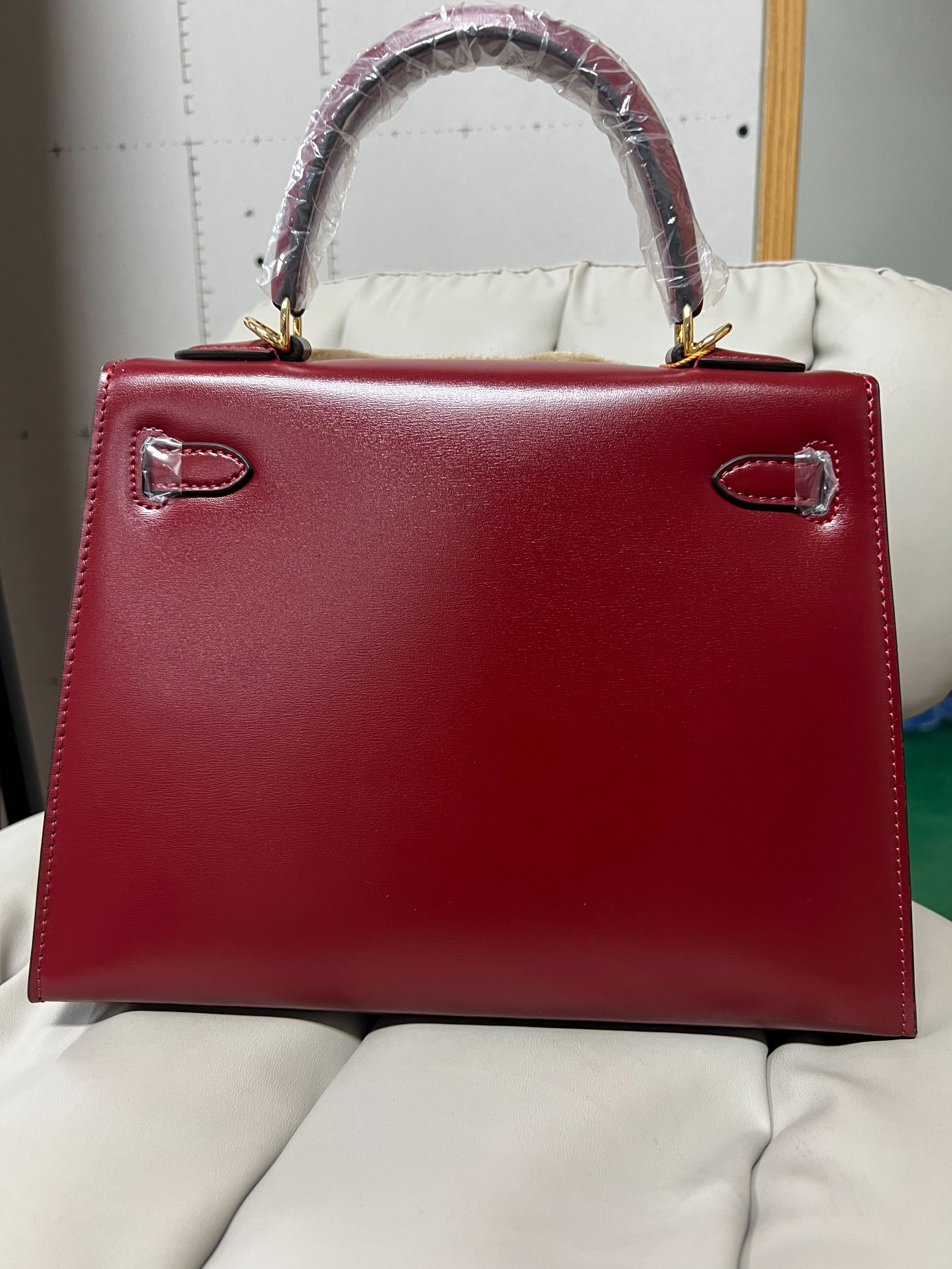 SHIYUN/施蕴酒红色秋冬斜跨女包34089-1