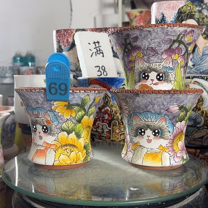 呼***吸景德镇手绘花盆性价比超高
