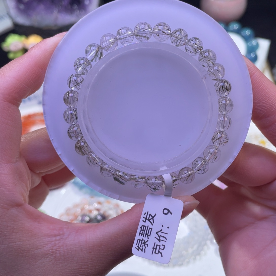 未镶嵌手链水晶玻璃体绿碧发6mm