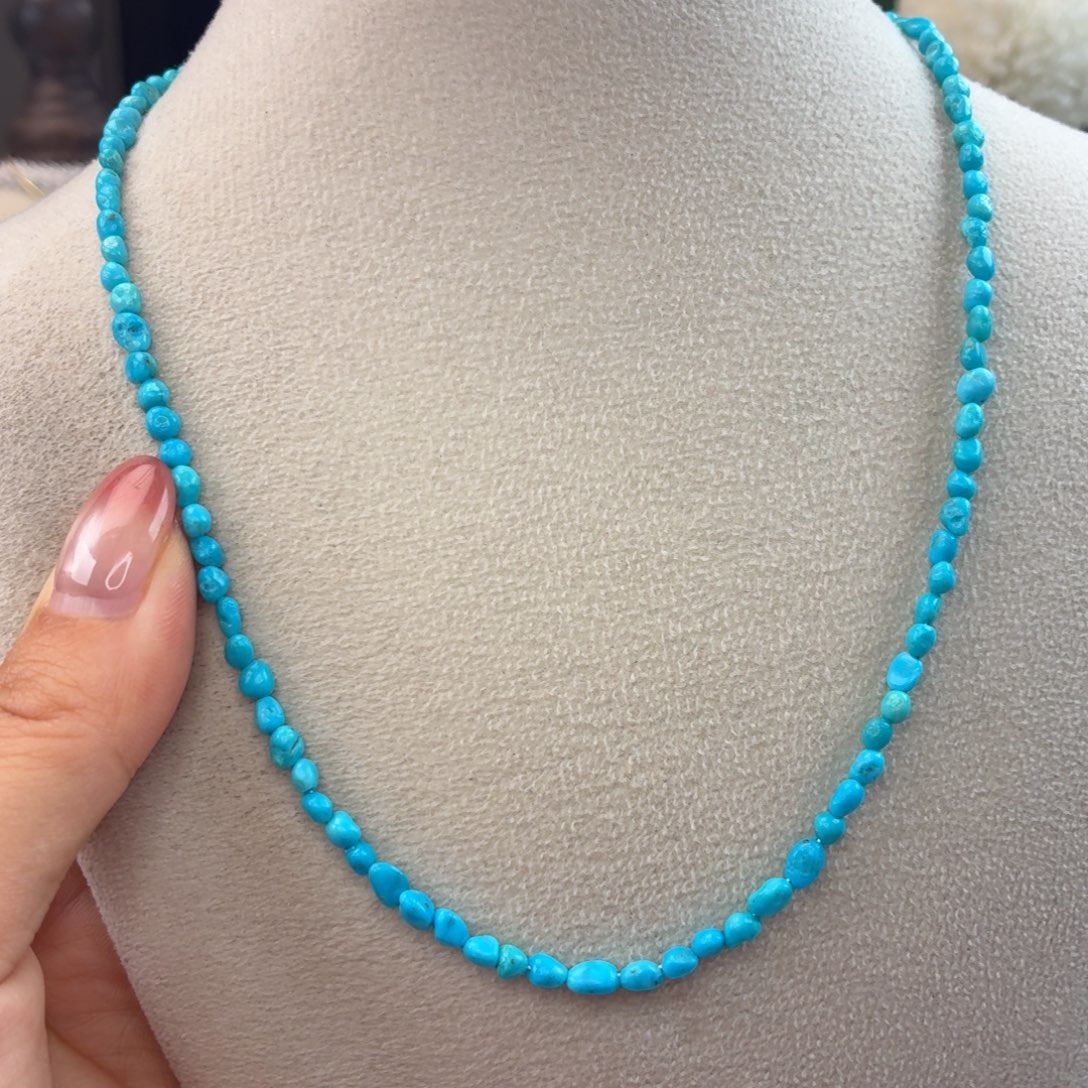 绿松石银S925镀金镶嵌颈饰