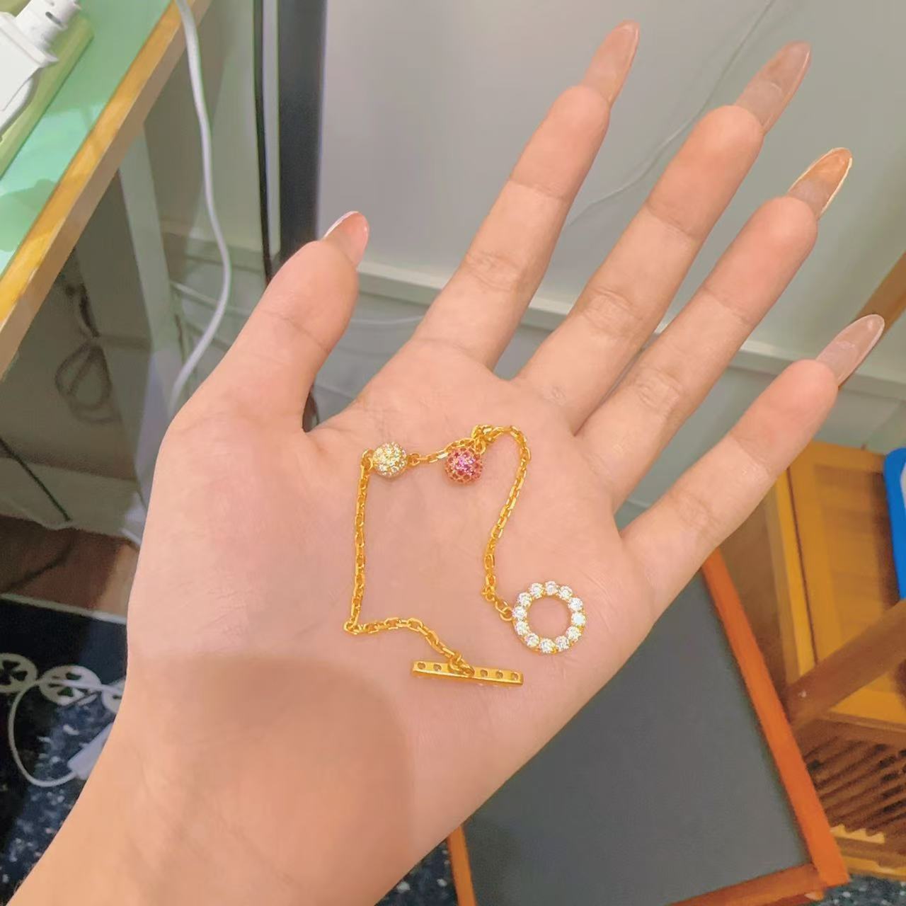 足金999黄金5G工艺镶嵌手链