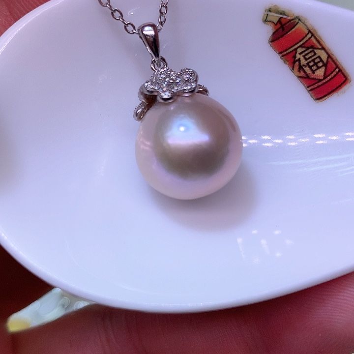 银S925镶嵌耳饰淡水珍珠