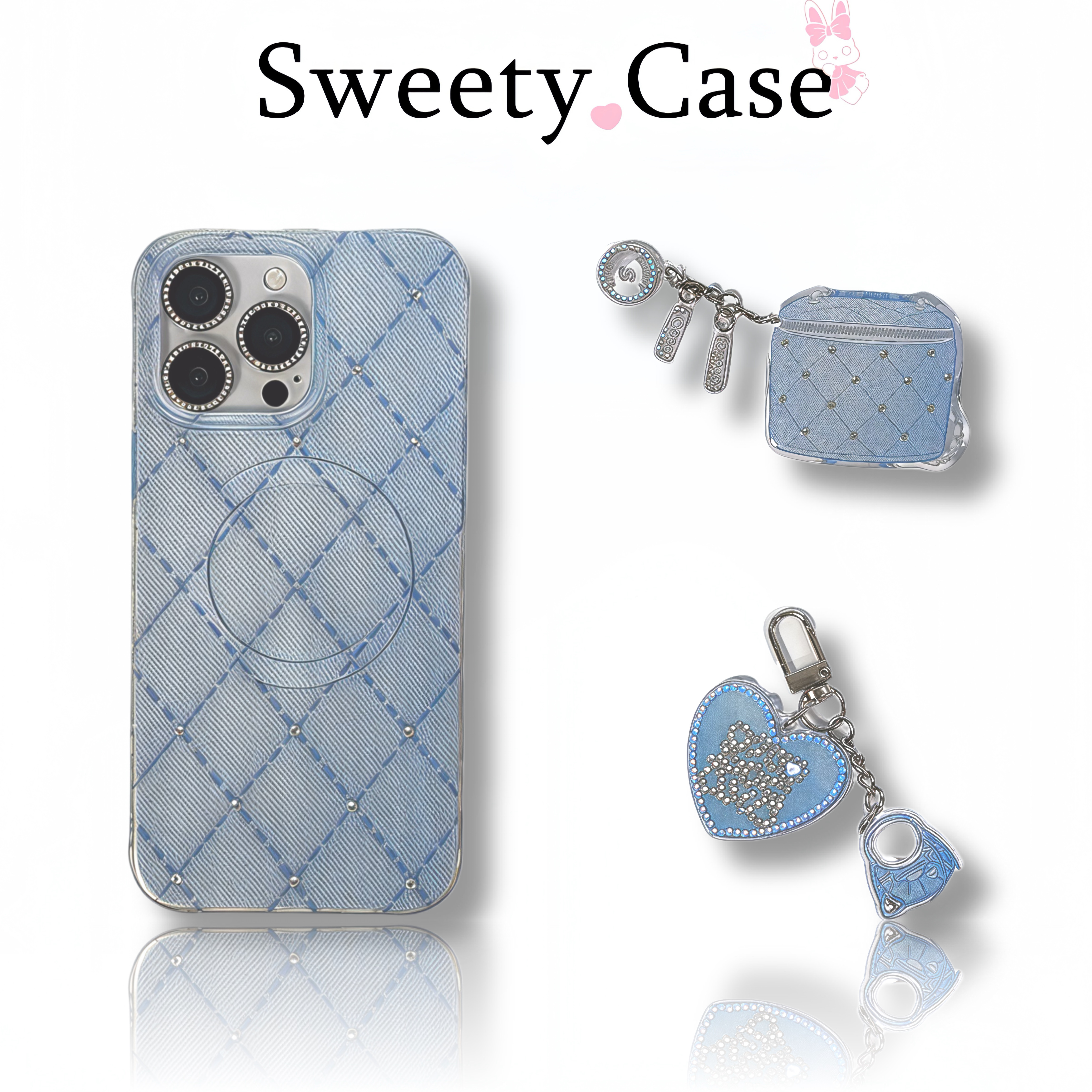 Sweety Case原创磁吸点钻牛仔纹简约手机壳适用于16promax.16pro