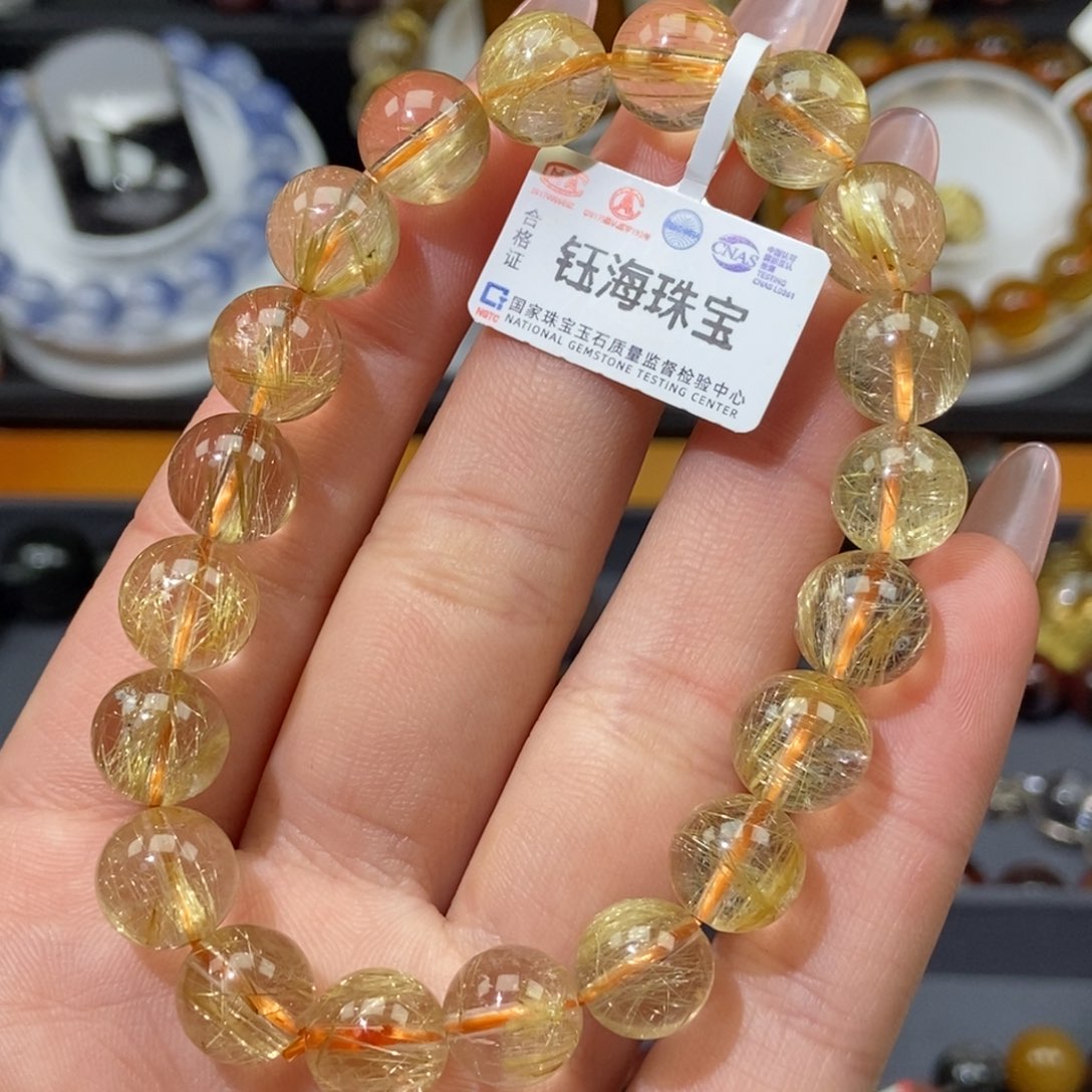 水晶金发晶手串未镶嵌10mm