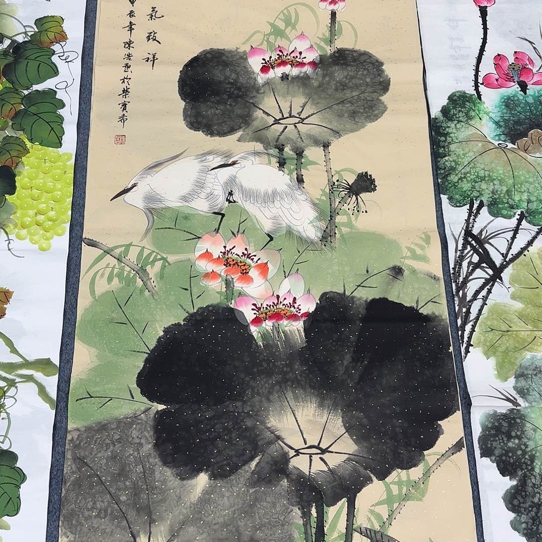 国画尺寸70X138手绘作品