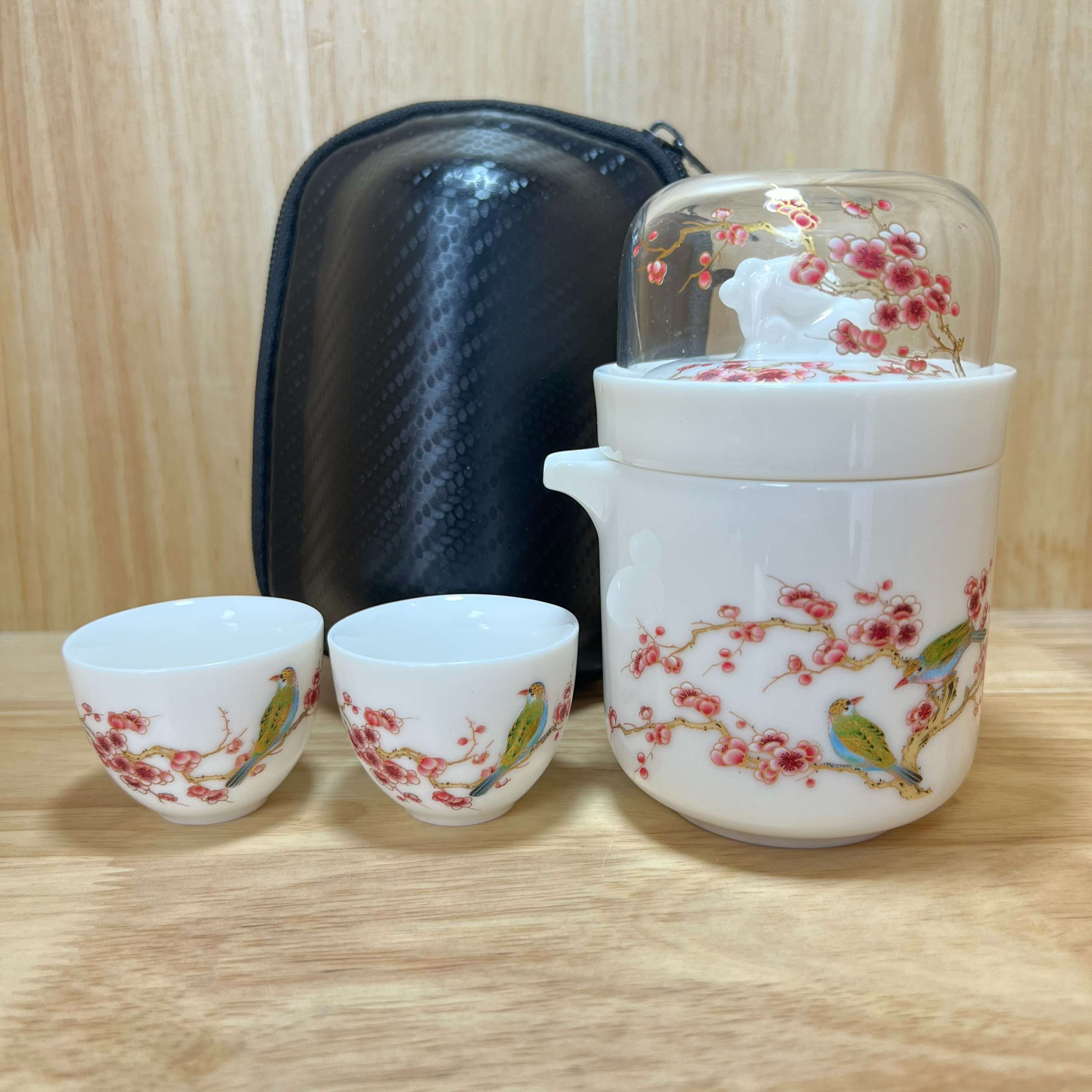 喜上眉梢【玻璃盖】白瓷+2杯LC