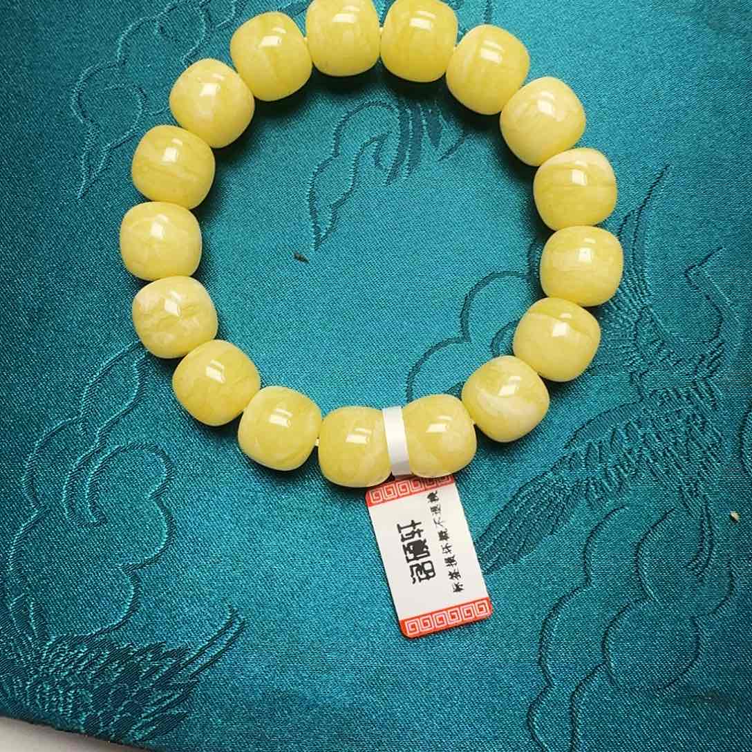 蜜蜡珠宝奇石未镶嵌恩*?焦皮同料虎皮13m老型单圈