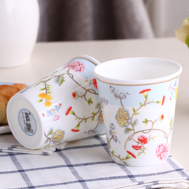 骨瓷水杯环保杯办公室喝水创意个性早餐奶杯陶瓷情侣杯子