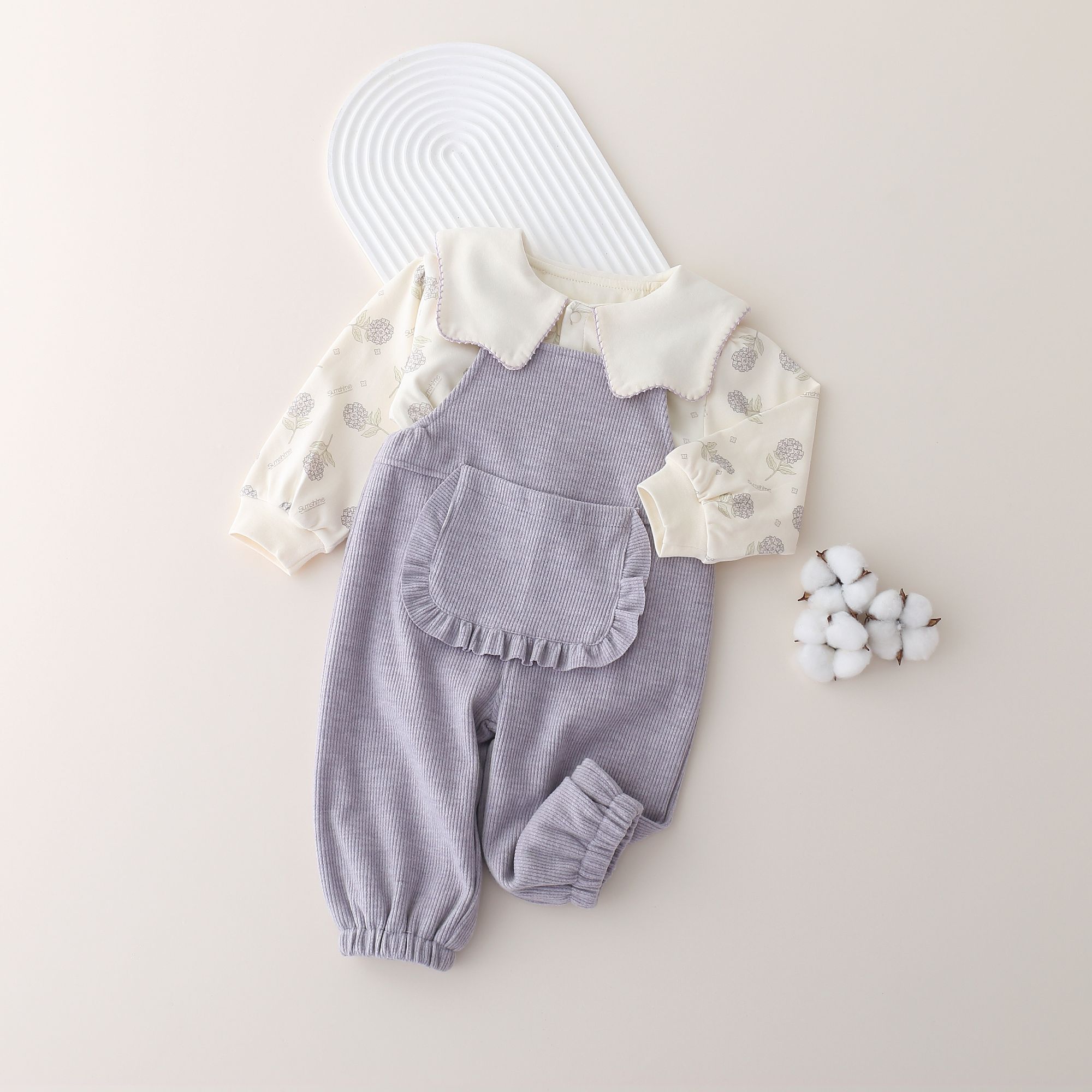 2025春款新款双层背带裤紫色背带裤9163159