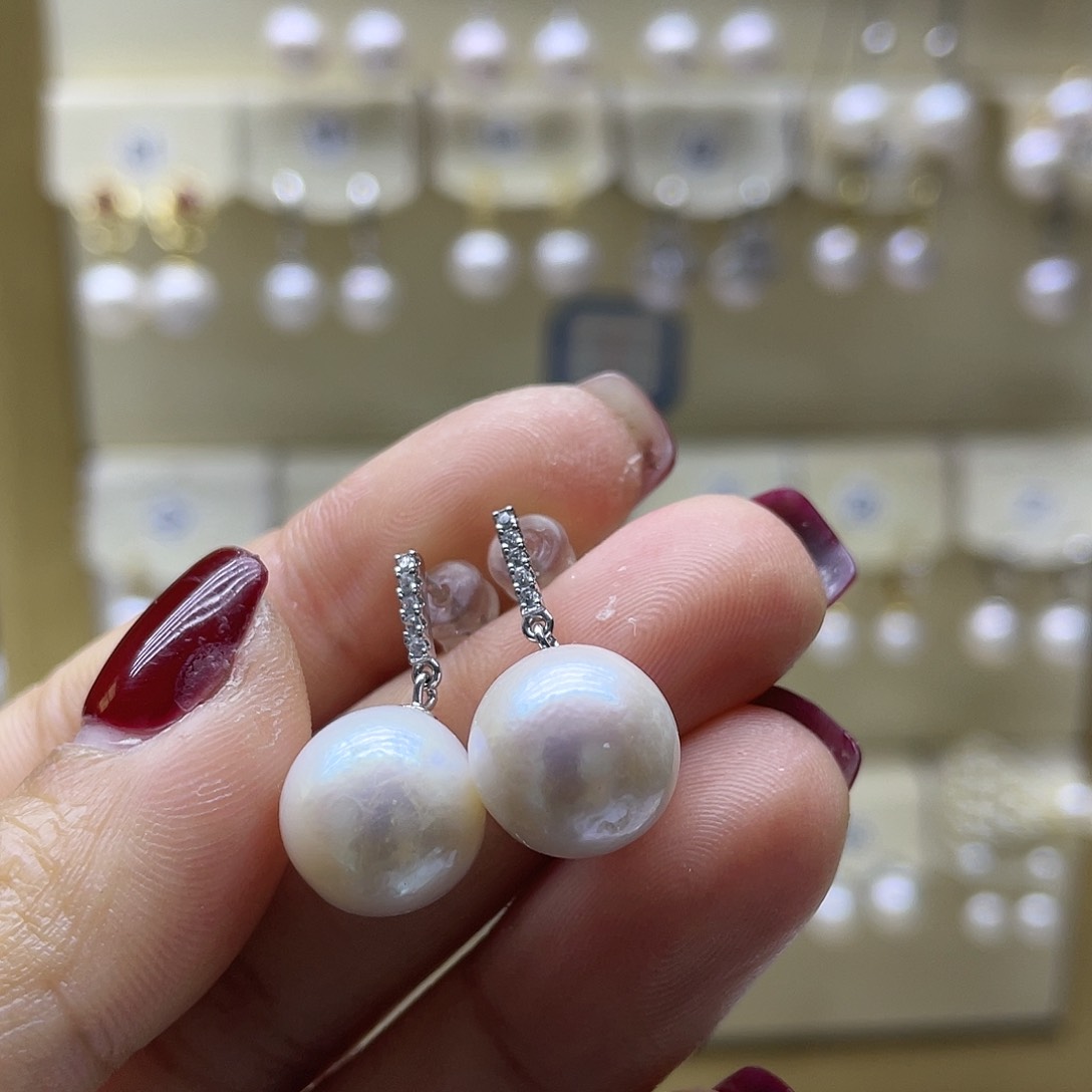 淡水珍珠耳饰银S925镶嵌