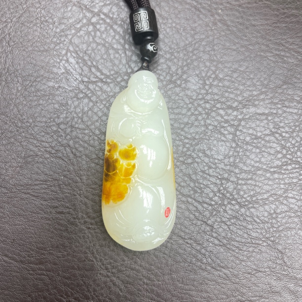 石包沁色佛公手把把玩件D