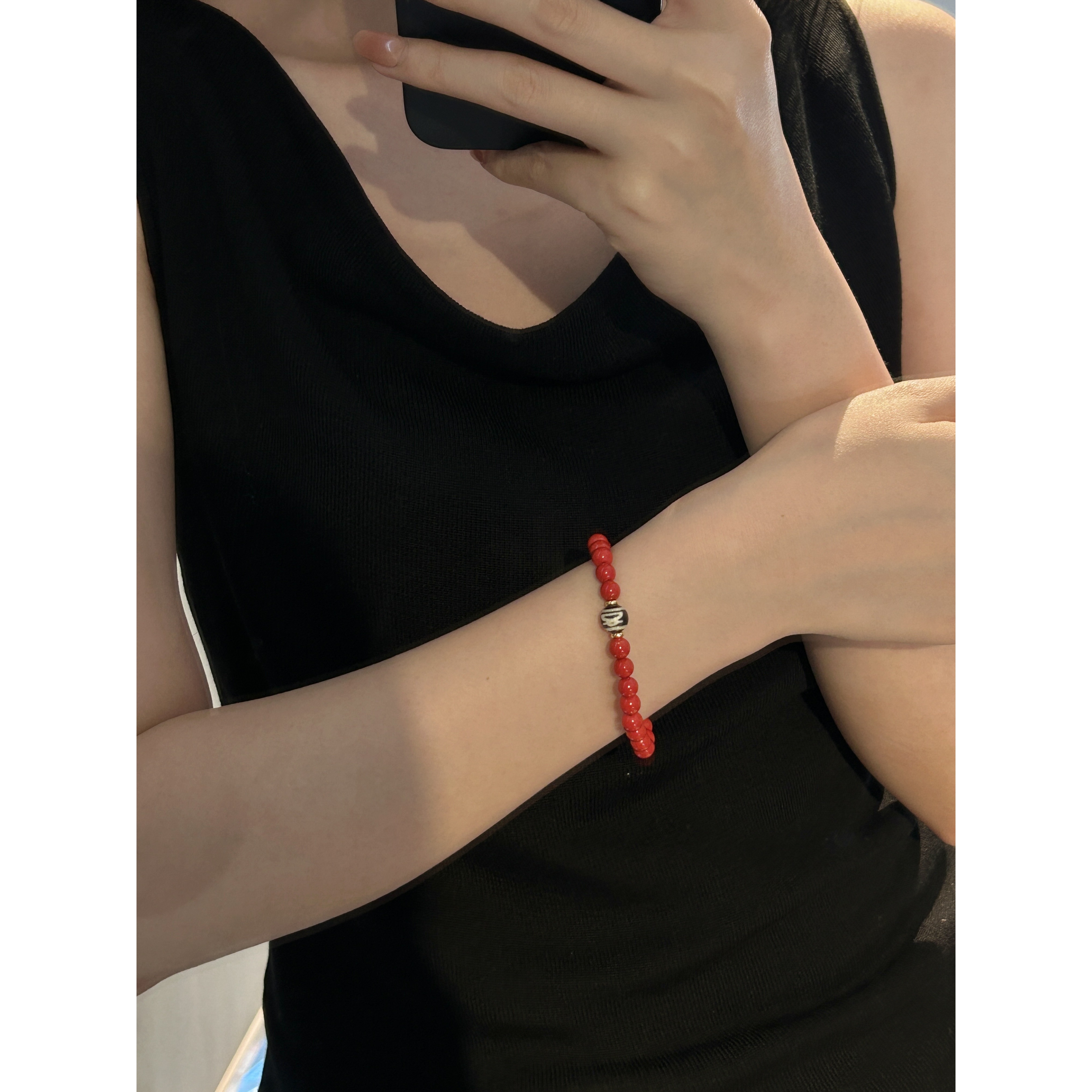 含辰砂工艺品【佑安】朱砂手串6-6.5mm 258475