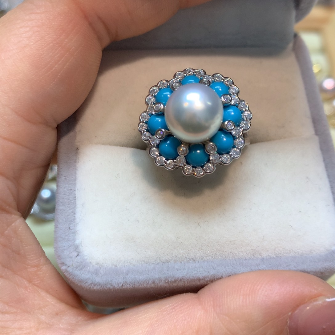 海水珍珠戒指银S925镶嵌