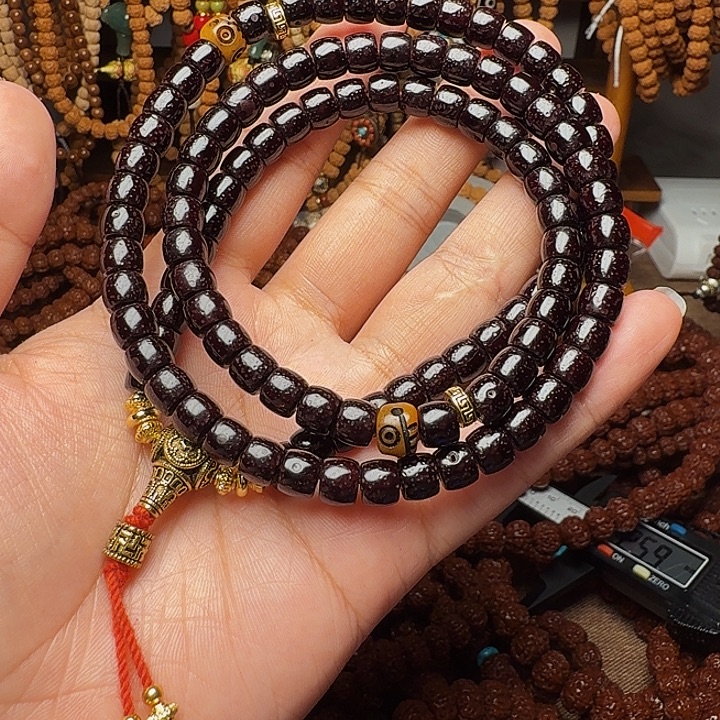 金刚菩提吊坠7mm老型黑金星月脖挂108