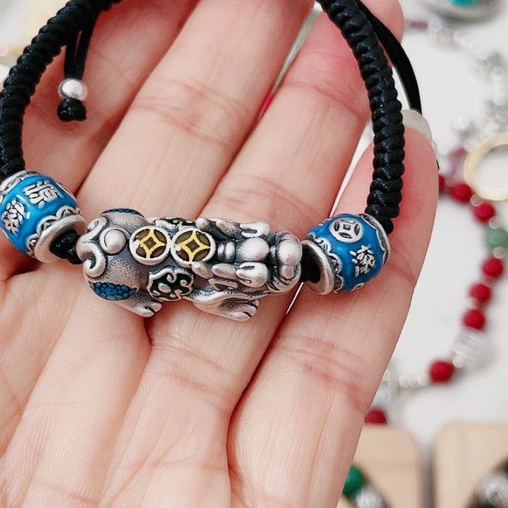 珐琅吊坠足银皮休