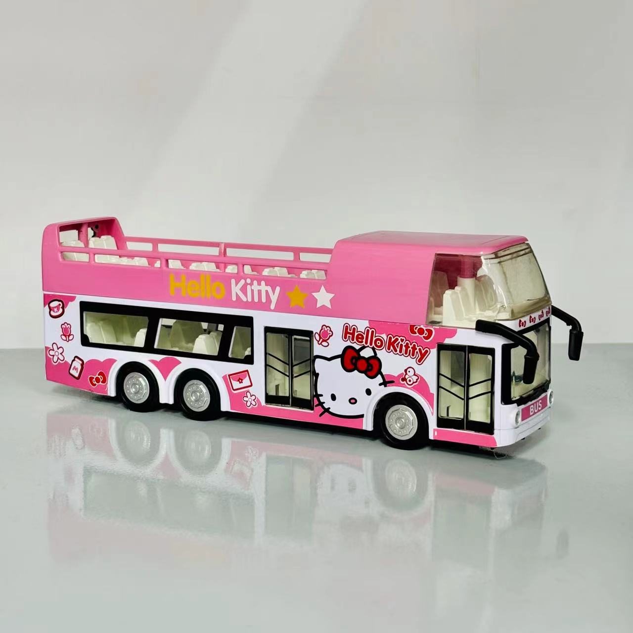 合金声光KT猫双层巴士双开门回力车