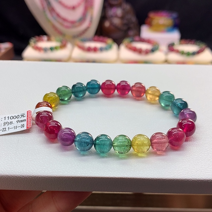 碧玺手链未镶嵌8.9/荧光浓艳。