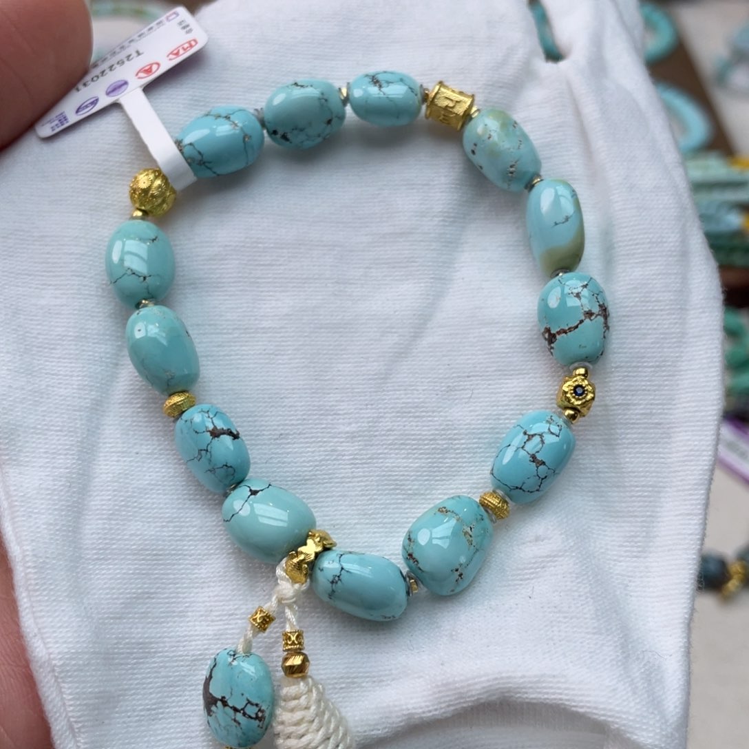 银S925镶嵌绿松石手链