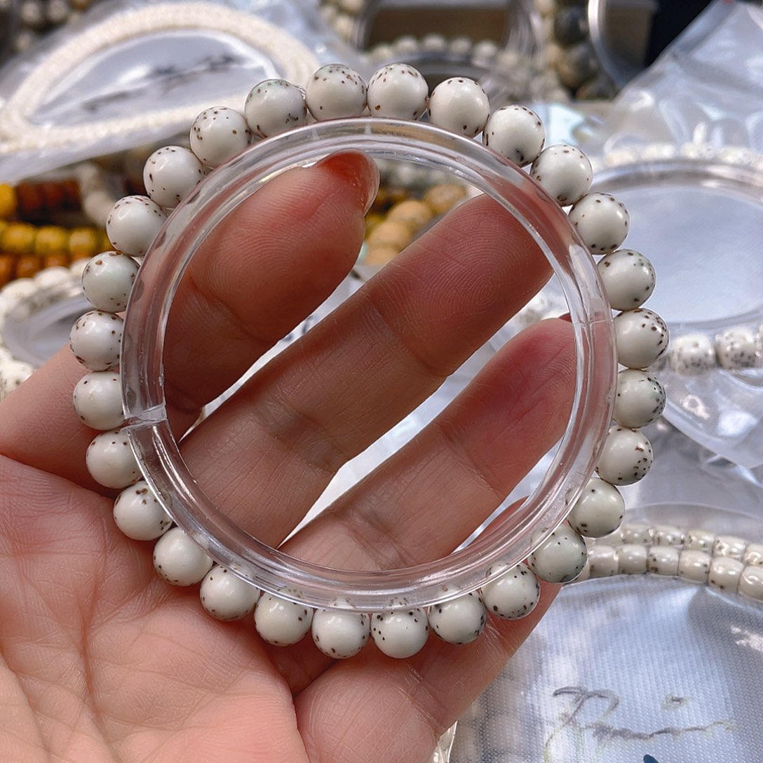 星月菩提手串骨瓷白圆珠手串尺寸8