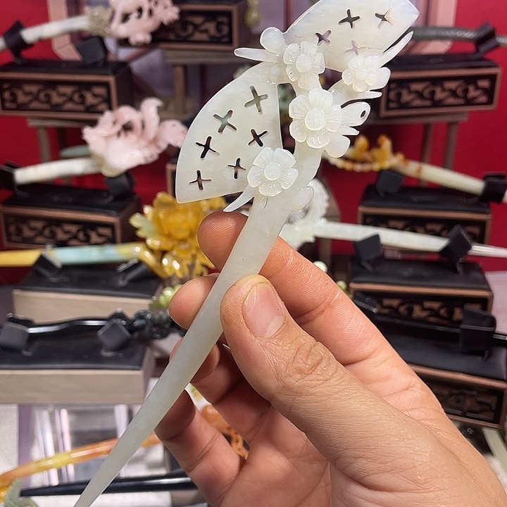 岫玉玉雕发簪未镶嵌