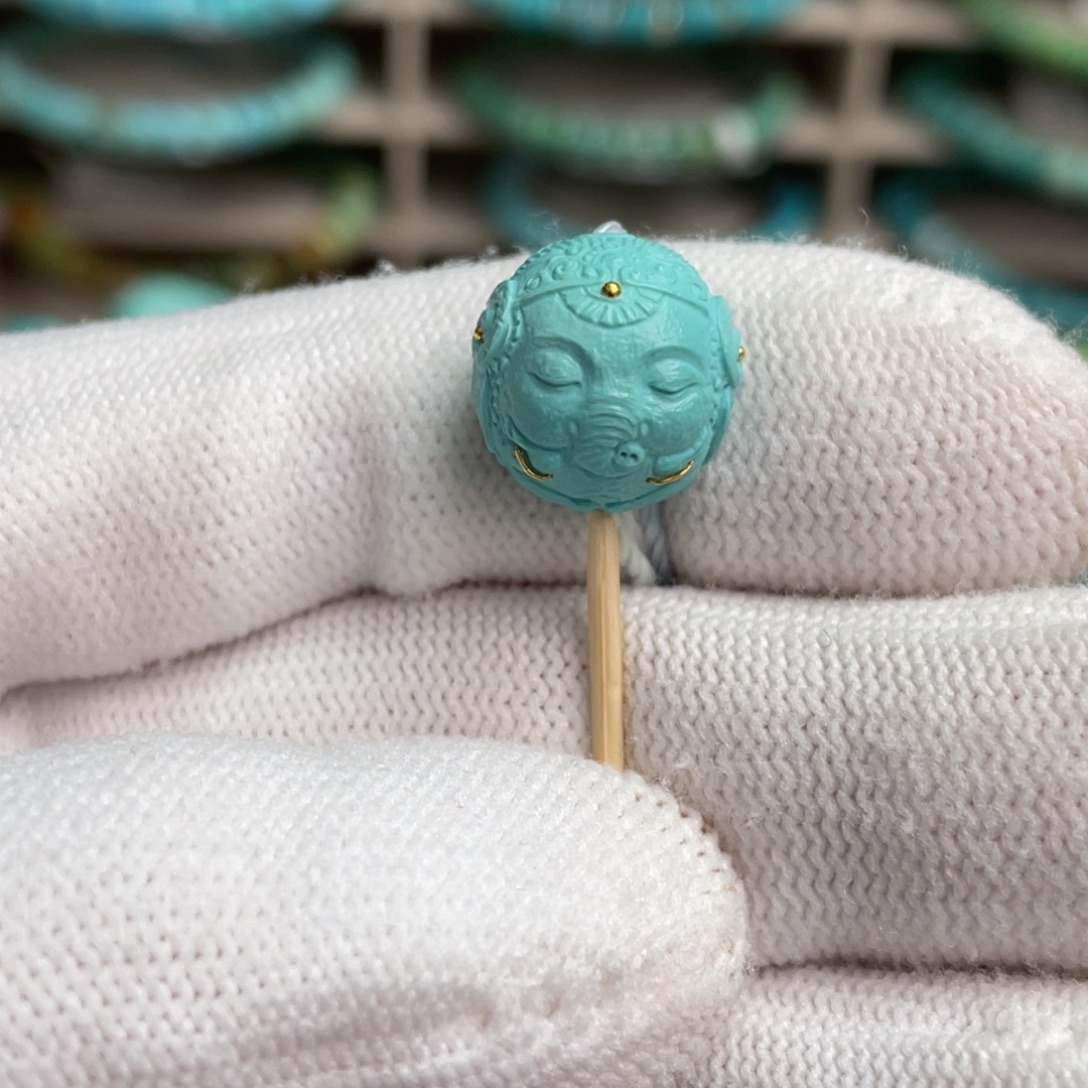 绿松石未镶嵌精品象宝圆珠