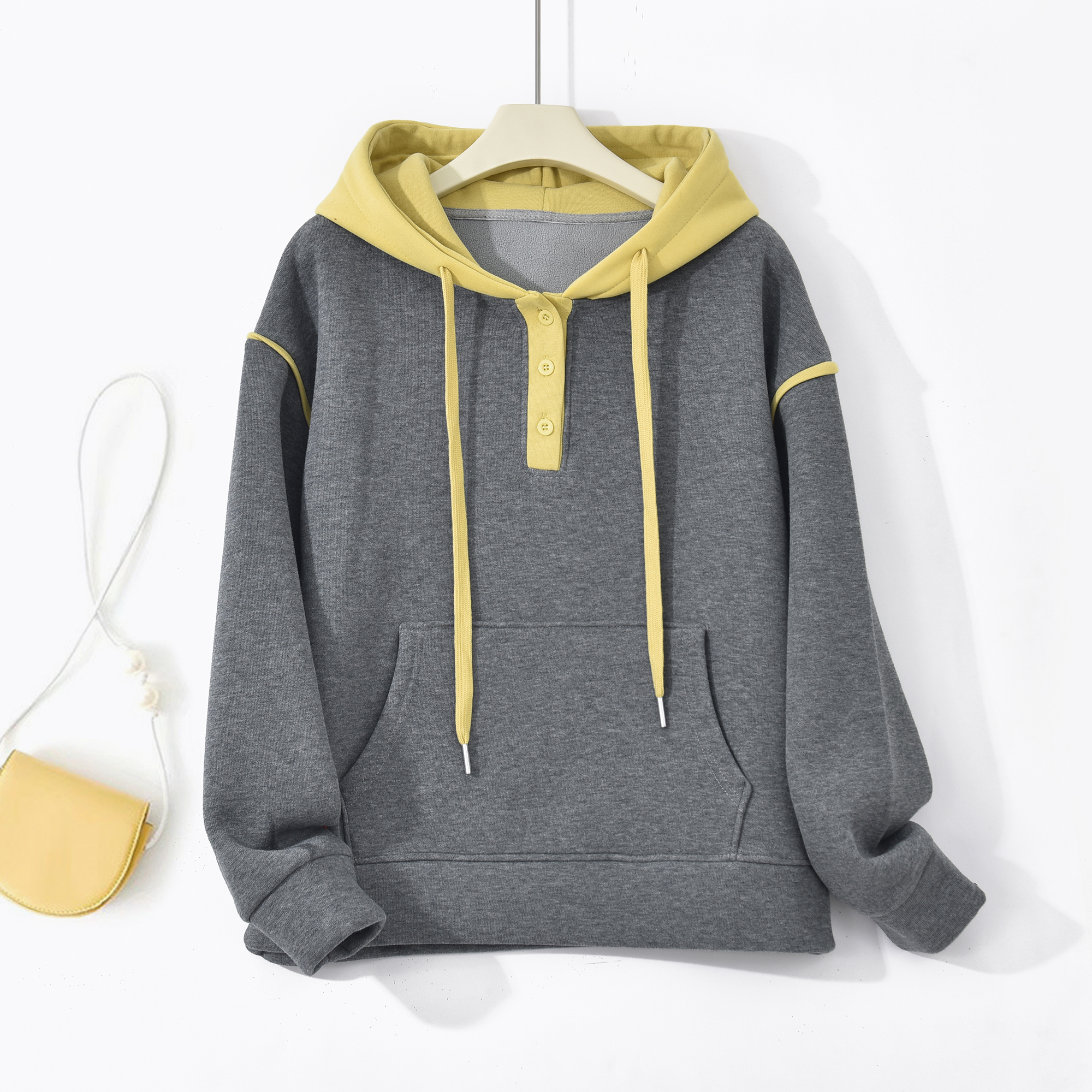 冬季新款潮牌加绒加厚拼接撞色卫衣 2633 Y