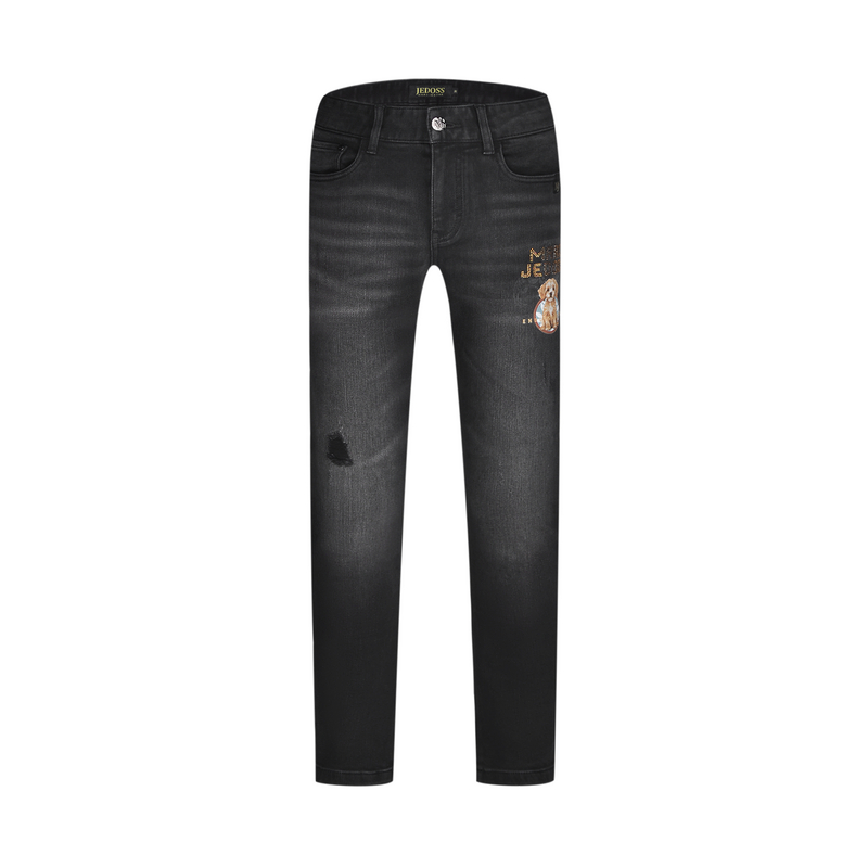 JEDOSS/爵迪斯2025裤子男款秋冬款数码印花狗直筒牛仔裤时尚潮217