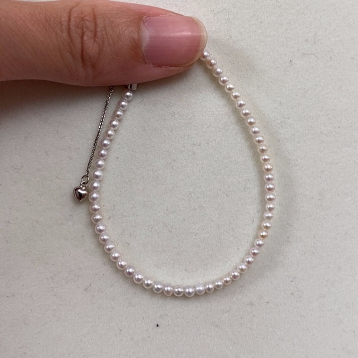 淡水珍珠手绳银S925镶嵌3mm