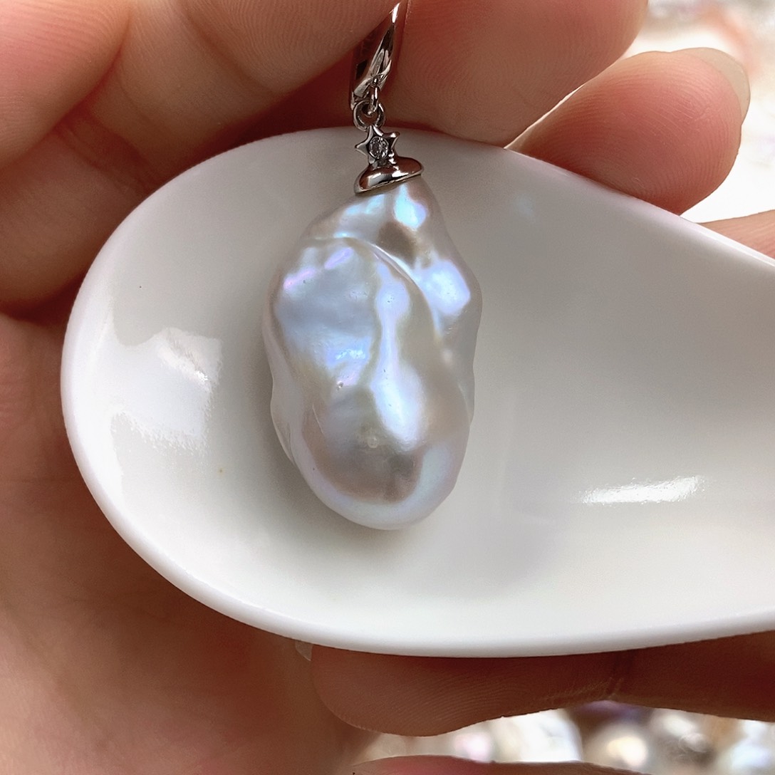 淡水珍珠银S925镶嵌颈饰