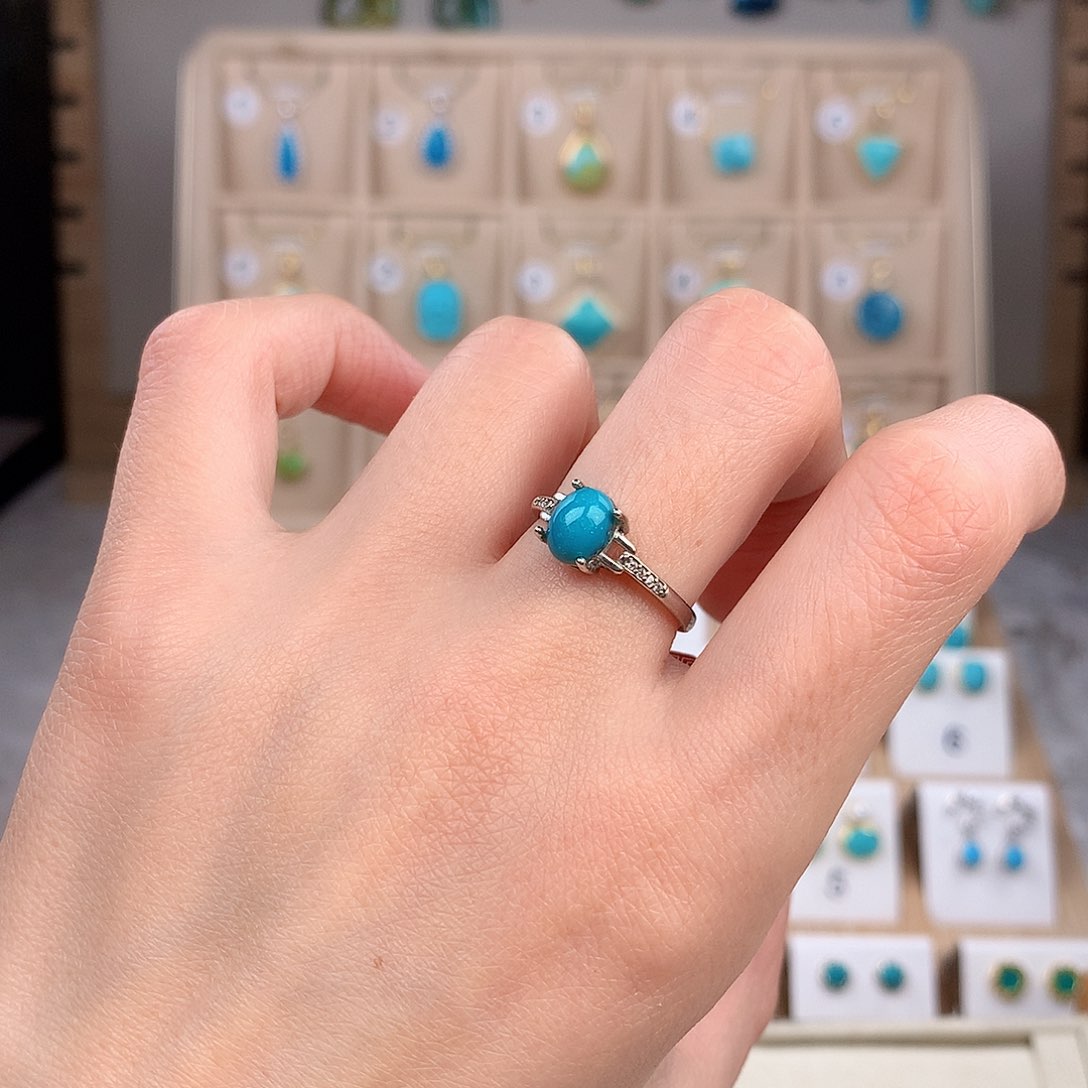 绿松石戒指银S925镶嵌