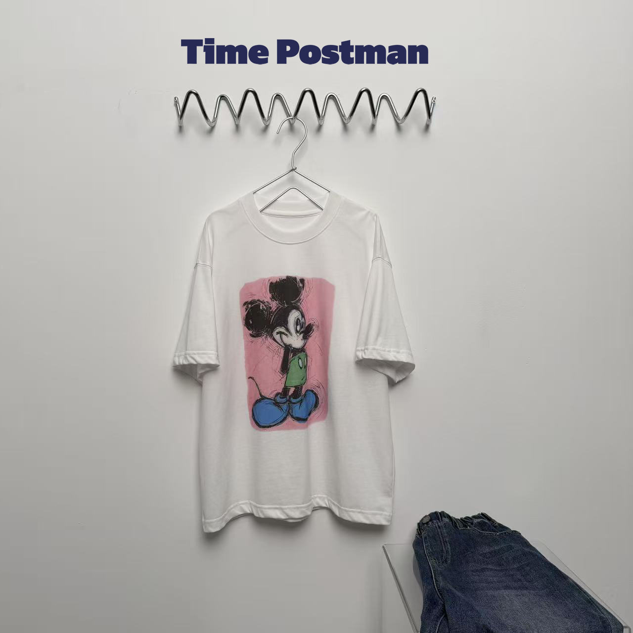 TIME POSTMAN高支精棉100%纯棉儿童亲子装透气米奇短袖t恤