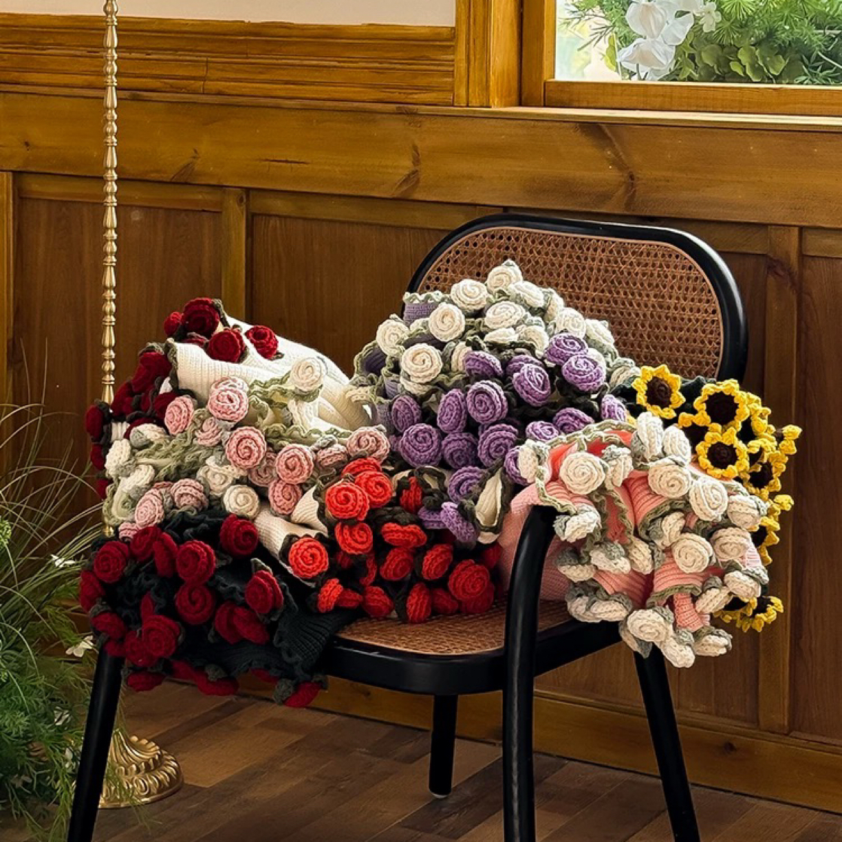 [301~400]午睡毯轻奢加厚毛毯玫瑰针织休闲简约民宿沙发毯搭巾