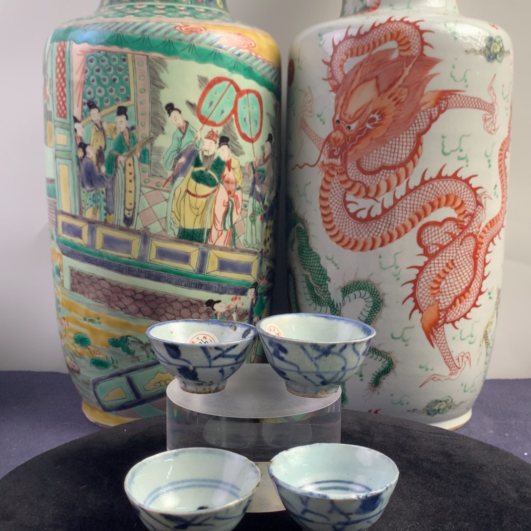 铜***台杯子陶6596瓷器—青花茶圆4只