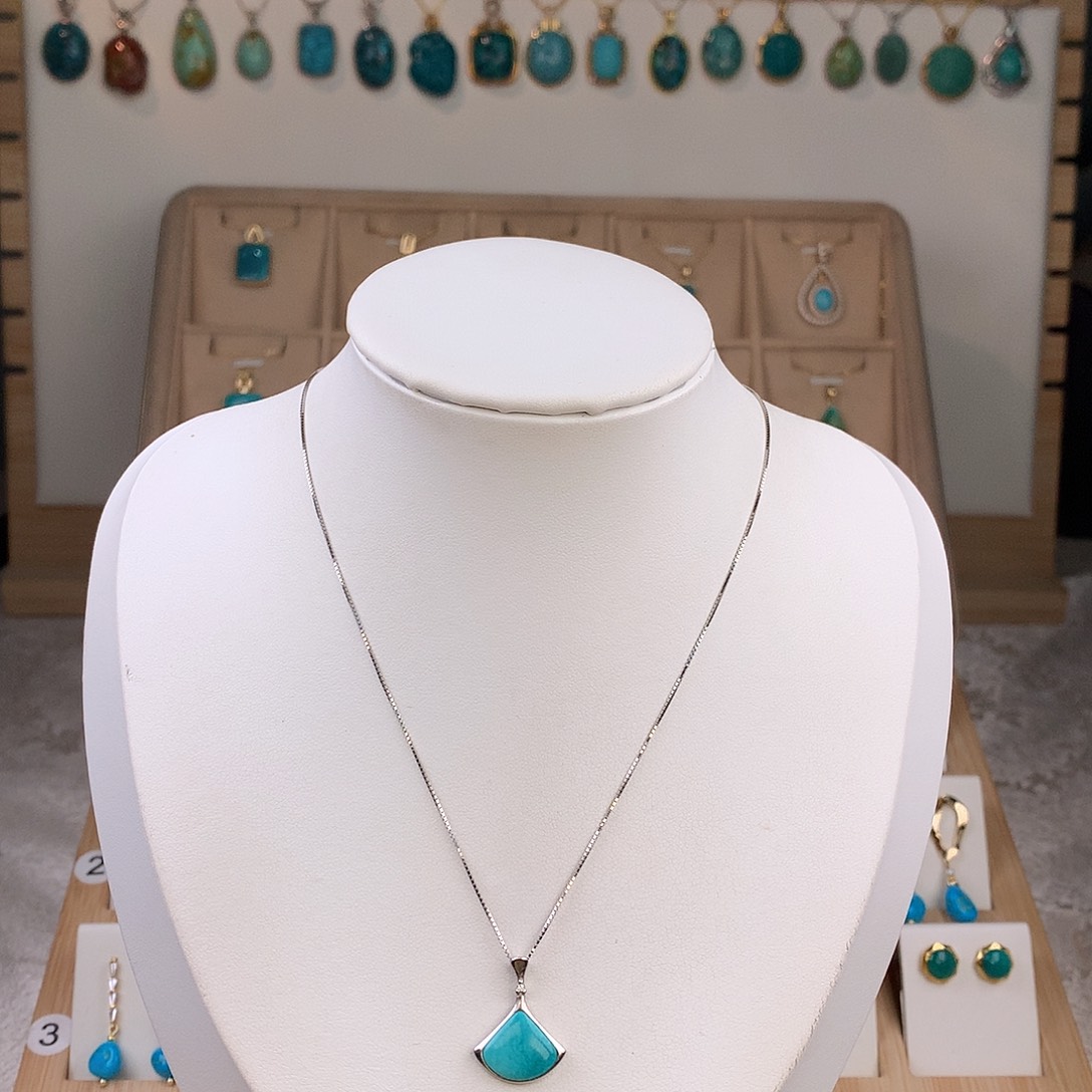 绿松石银S925镶嵌吊坠(不含链)